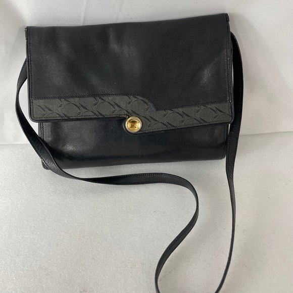 MOVADO Vintage Black Leather Clutch/Shoulder Bag - Picture 1 of 12